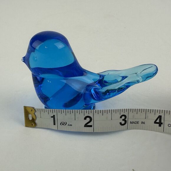 Titan Art Glass Blue Bird of Happiness Happy Little Figurine Paperweight 1999 - Picture 8 of 8
